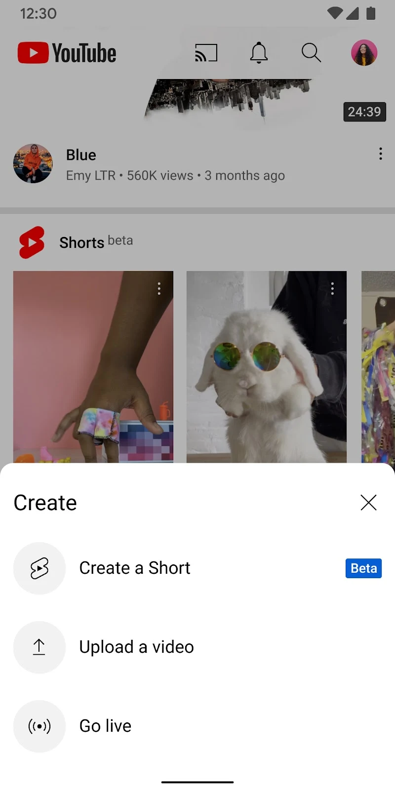 YouTube APK ana ekran görüntüsü