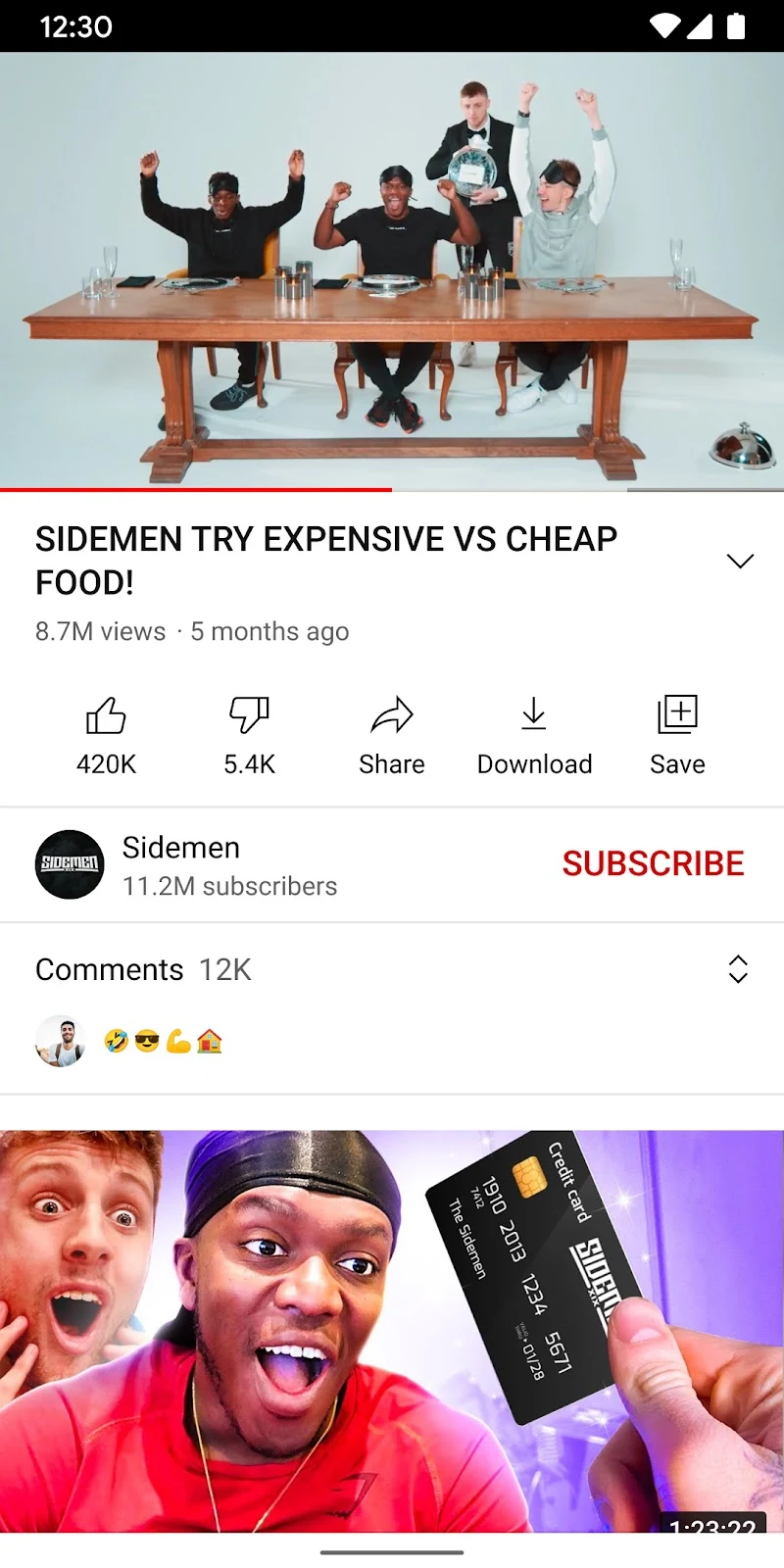 YouTube Android video oynatma ekranı