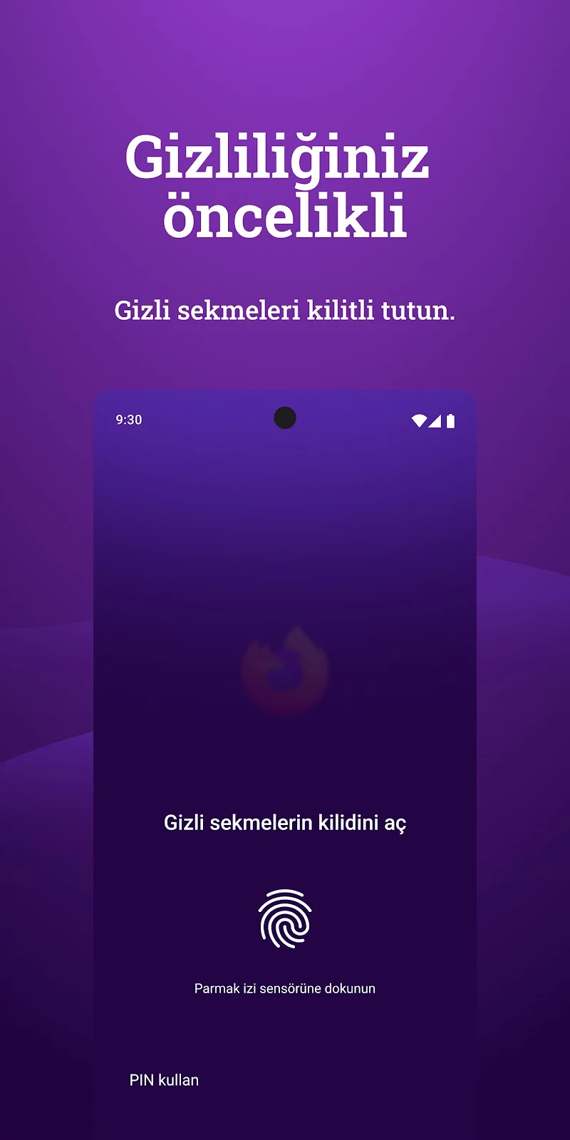 Firefox Hızlı ve Özel Tarayıcı gizli gezinme modu görüntüsü