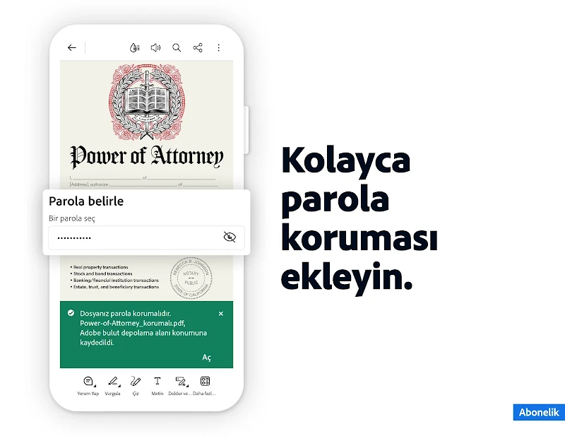 Adobe Acrobat Reader: PDF açma form doldurma ekranı
