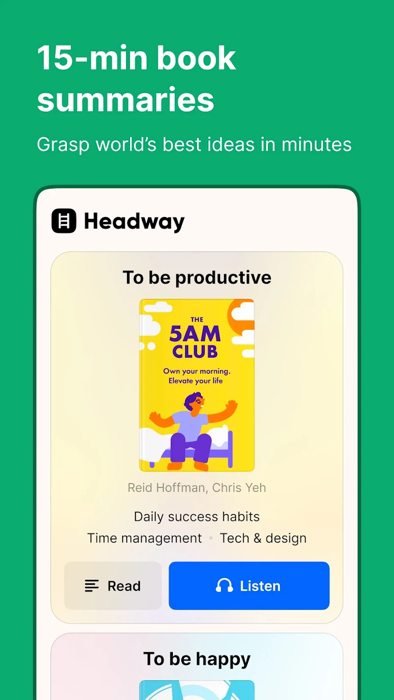 Headway - Daily Micro Learning kitap özetleri okuma ekranı