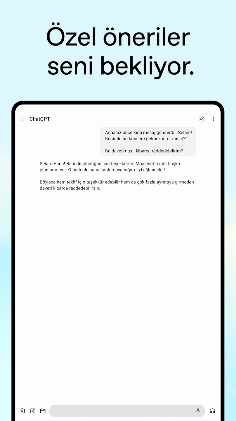 ChatGPT Android cihazda kullanım