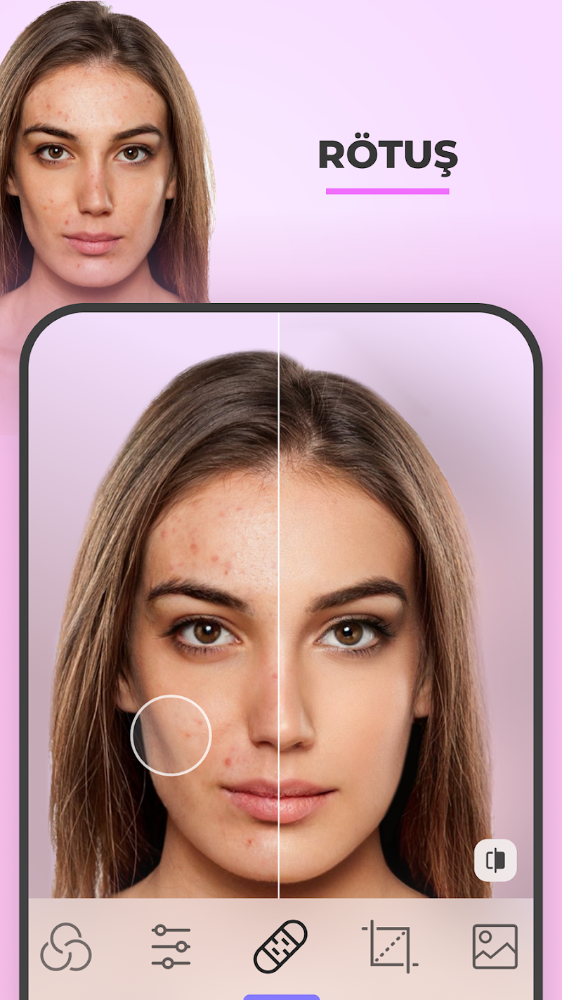 FaceApp: Yüz Editörü saç stili değiştirme arayüzü