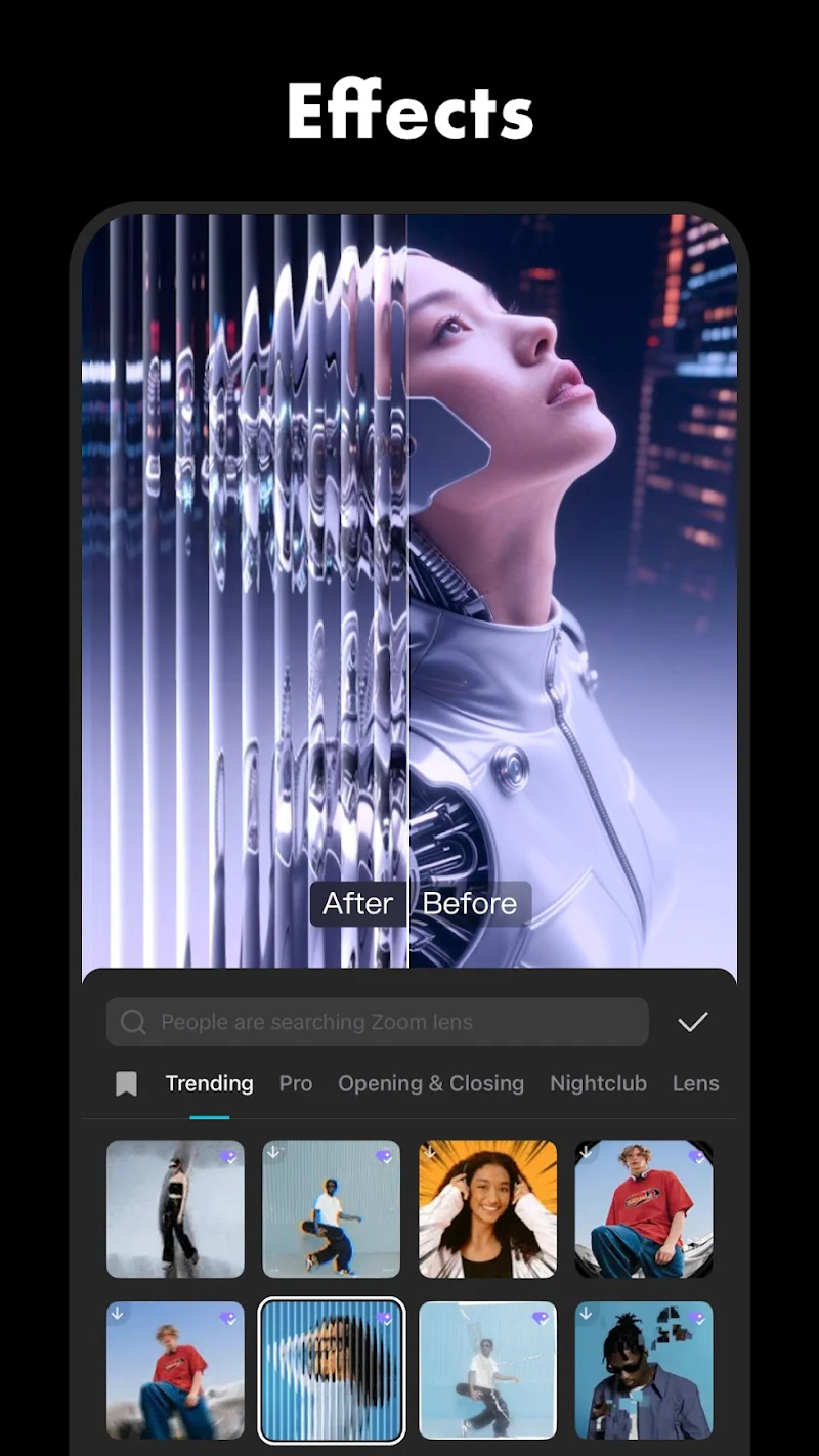 CapCut: Photo & Video Editor efekt ve filtre galerisi