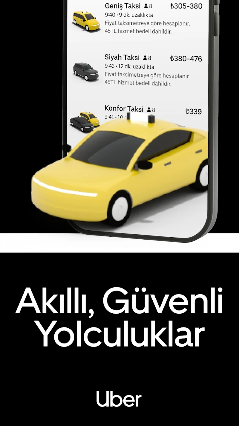 Uber - Kolay taksi yolculuğu acil durum butonu görünümü