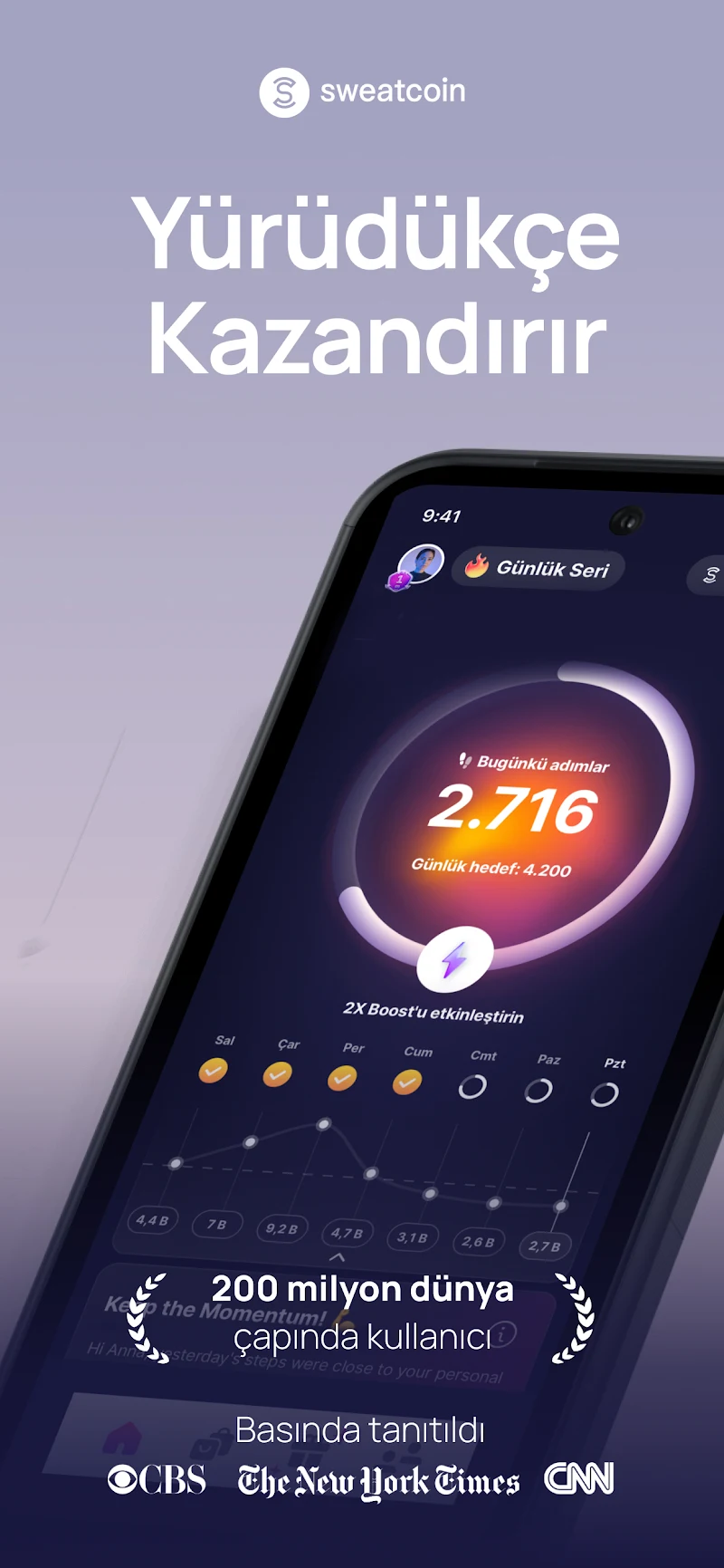Sweatcoin・Adım Sayar ile Yürü APK ana ekran görüntüsü