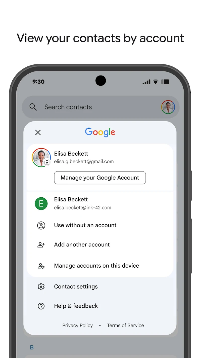Kişiler Android rehber senkronizasyon ekranı