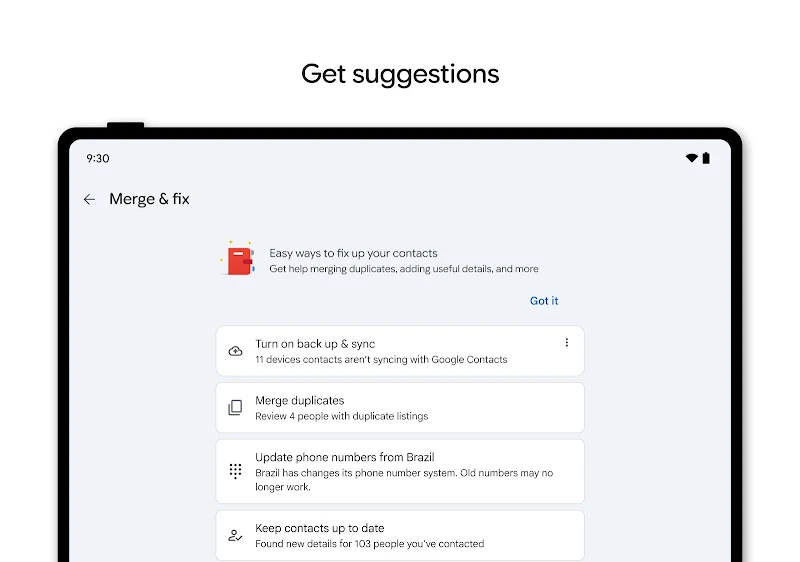 Kişiler Android hesap yönetimi ekranı