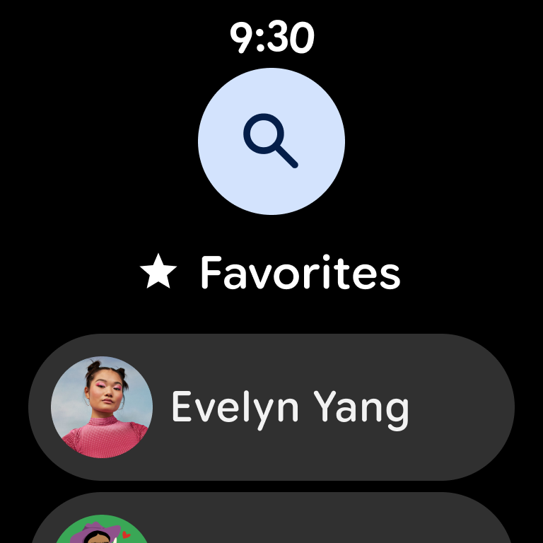 Kişiler Wear OS entegrasyon ekranı