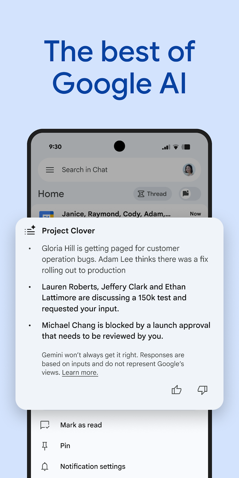Google Chat uygulama sohbet ekranı