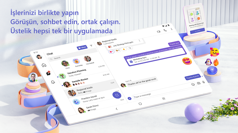 Microsoft Teams Android kullanıcı arayüzü