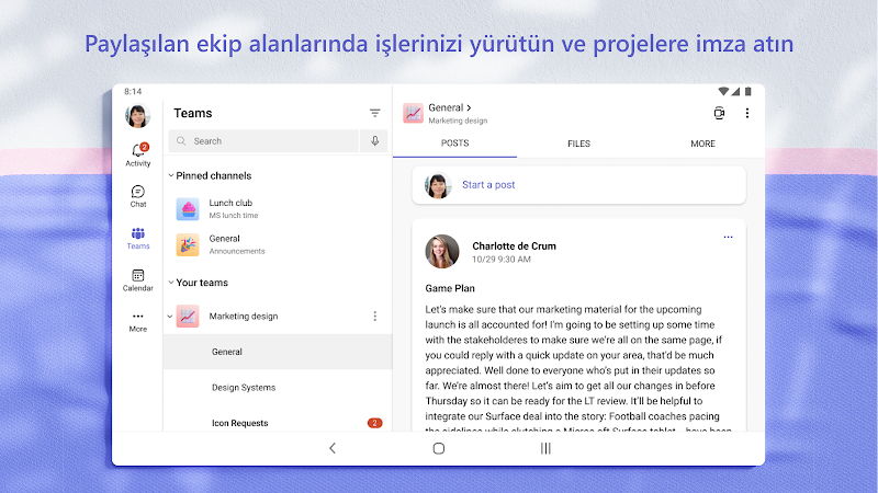 Microsoft Teams profil ve ayarlar sayfası