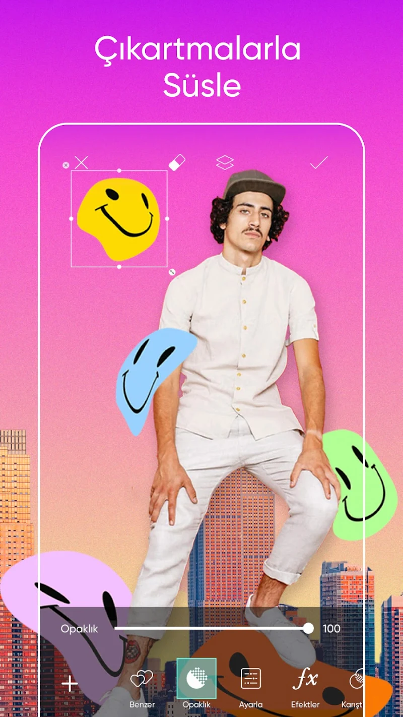 Picsart Foto ve Video Editörü fotoğraf düzenleme arayüzü