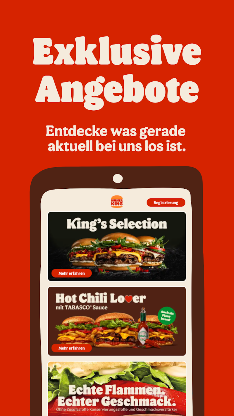 Burger King Deutschland uygulama ayarları ekranı