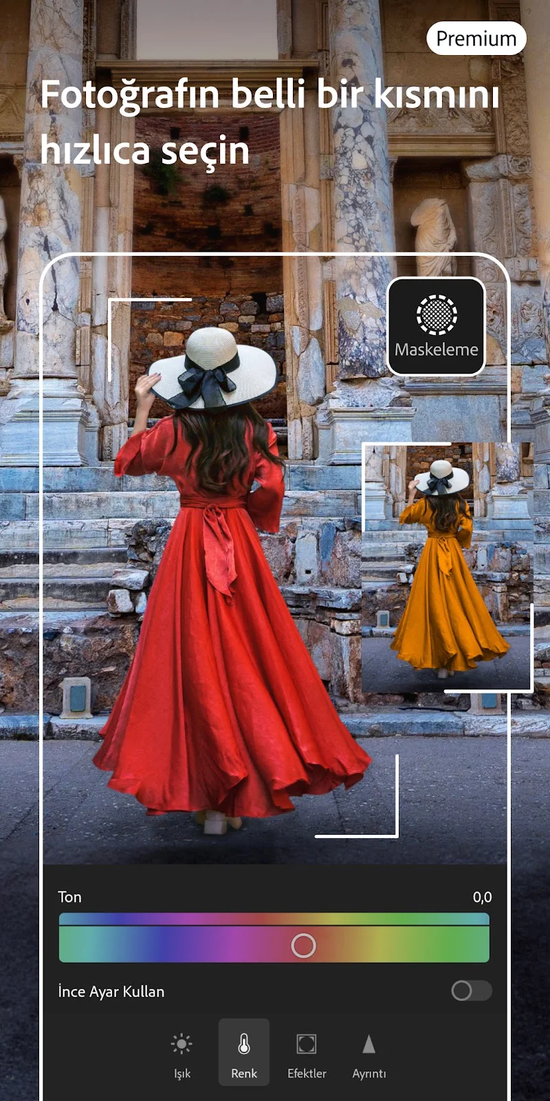 Lightroom Fotoğraf Düzenleyici renk ayarları paneli