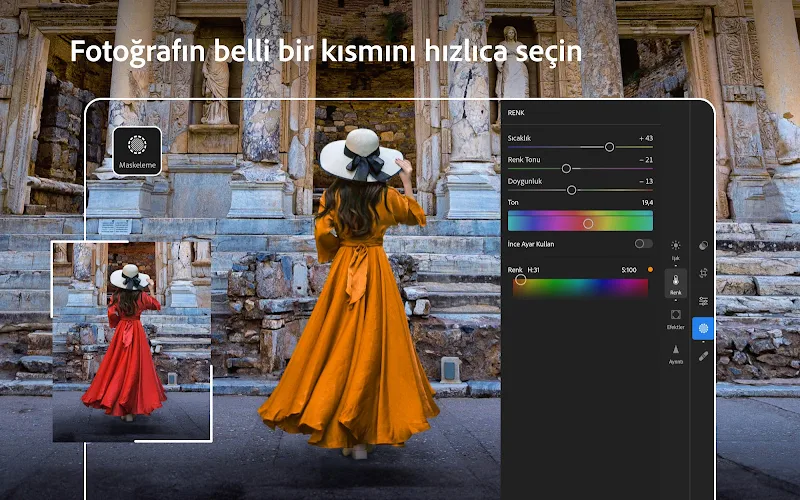 Lightroom Fotoğraf Düzenleyici renk karıştırıcı arayüzü
