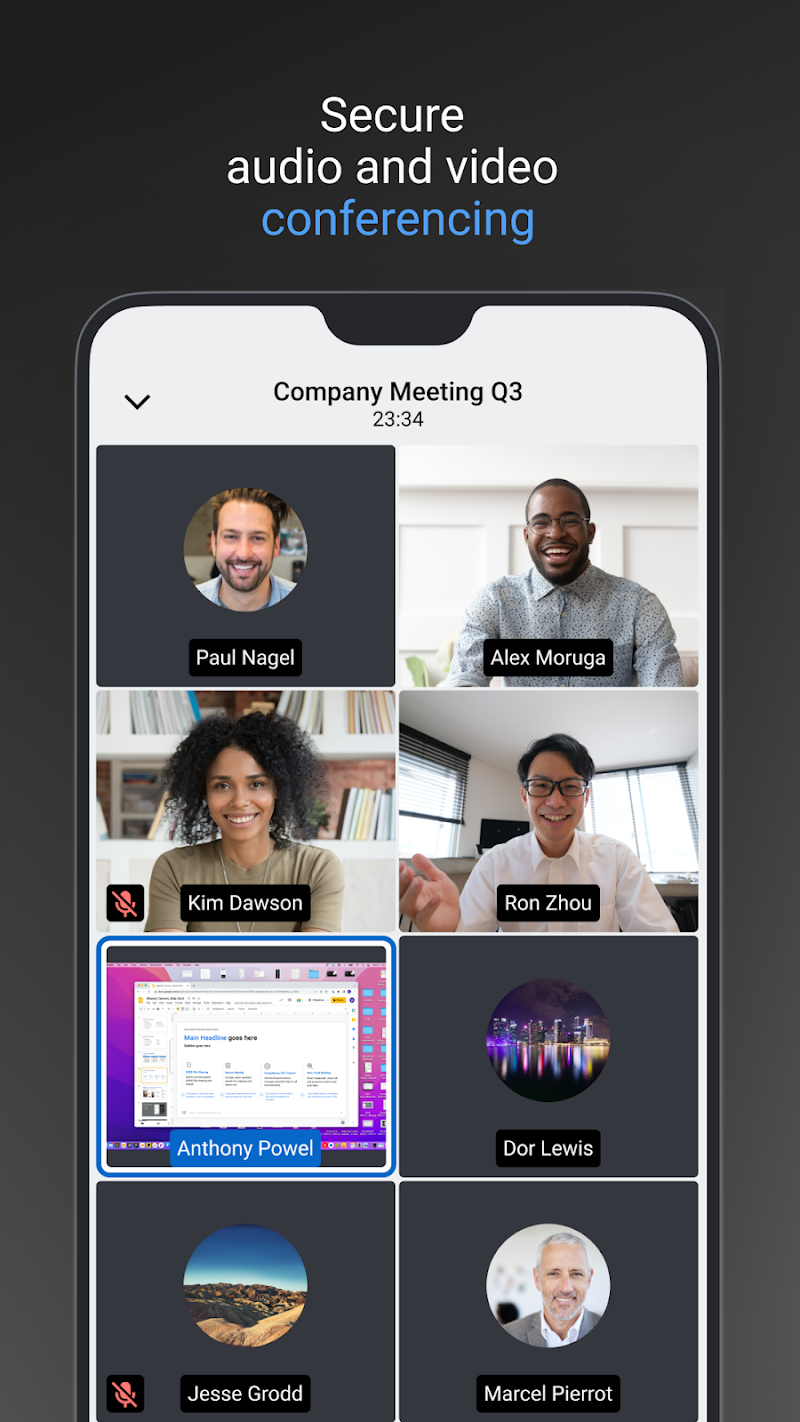 Wire • Secure Messenger grup sohbet arayüzü