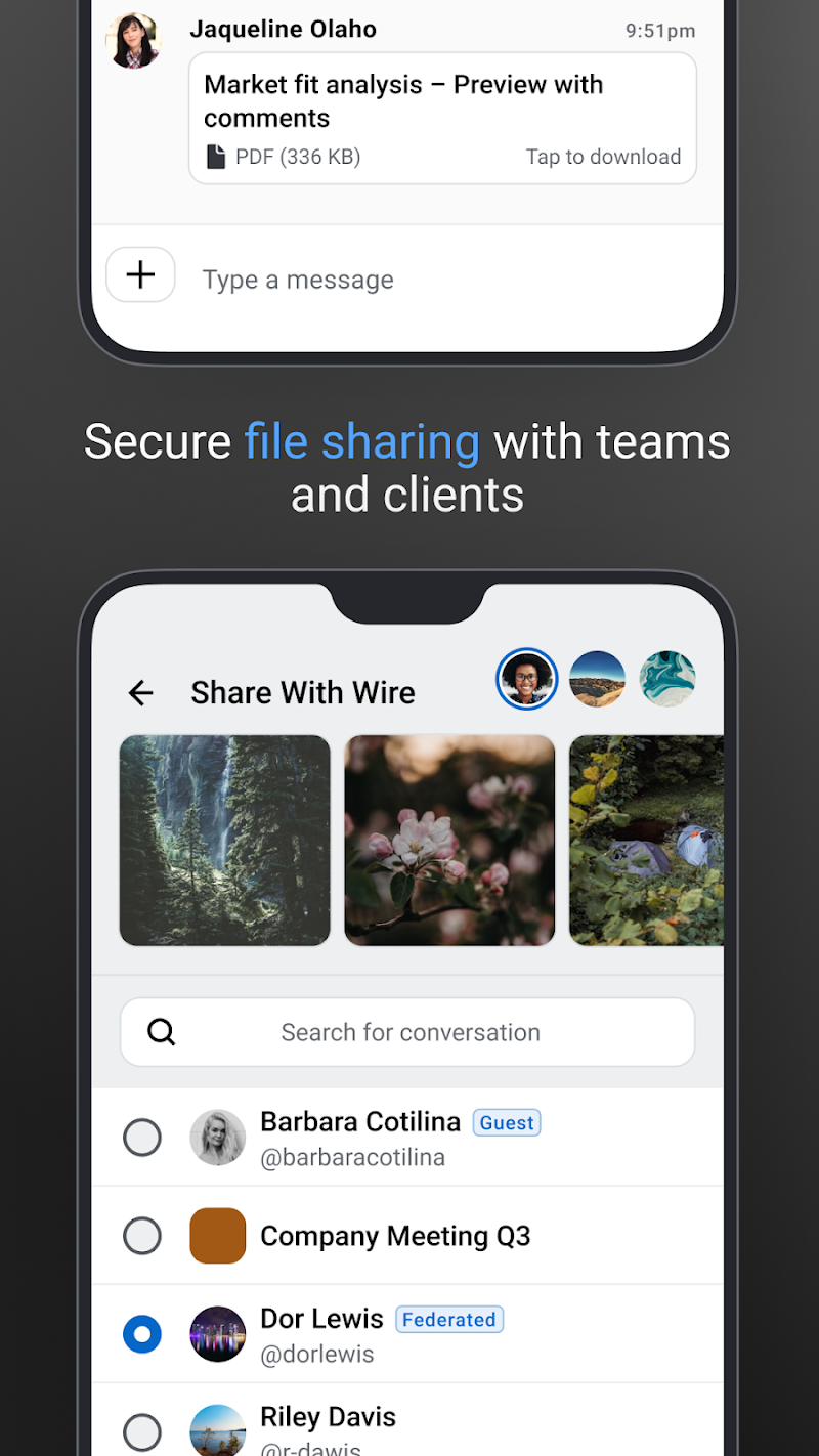 Wire • Secure Messenger sesli arama ekranı