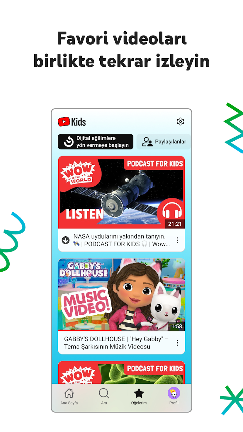 YouTube Kids uygulama ayarları ekranı