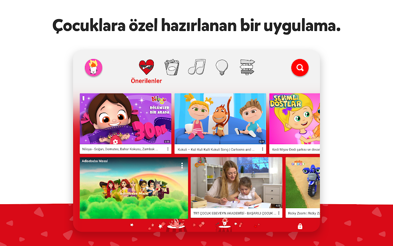 YouTube Kids favori videolar listesi