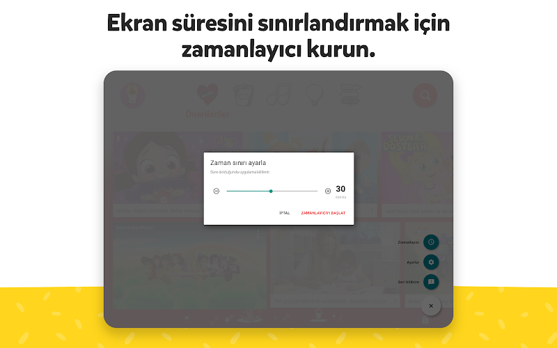 YouTube Kids ana menü navigasyonu