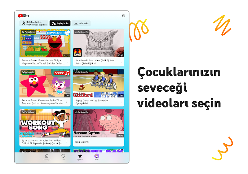 YouTube Kids Android cihazda kullanım örneği