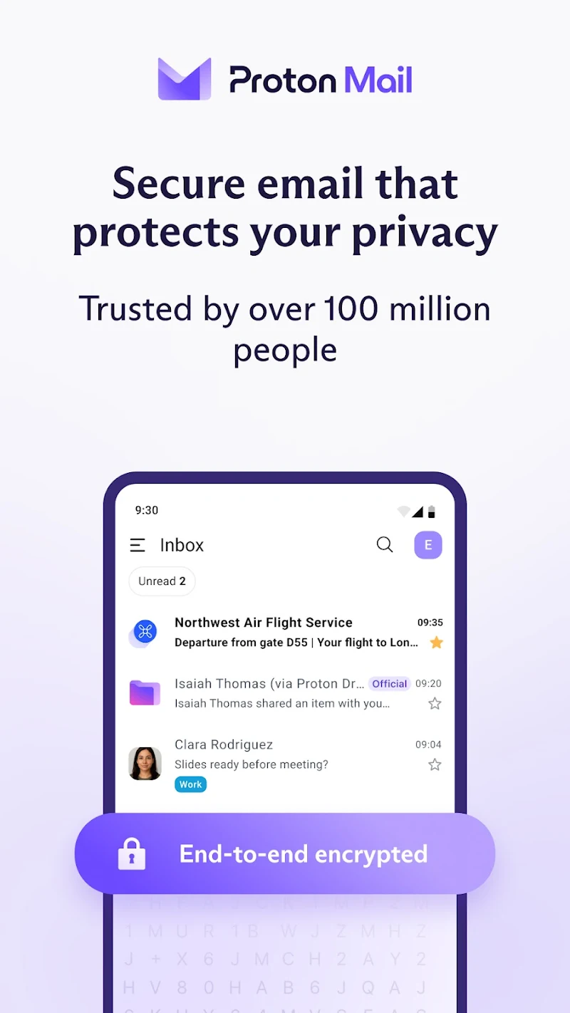 Proton Mail: Şifreli E-posta APK ana ekran görüntüsü