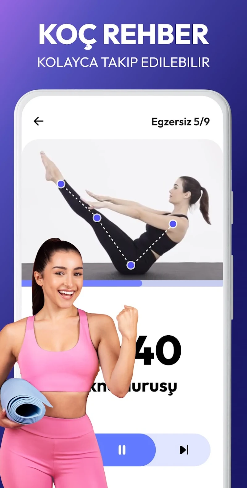 Evde Pilates Egzersizi ücretsiz indir butonu görünümü