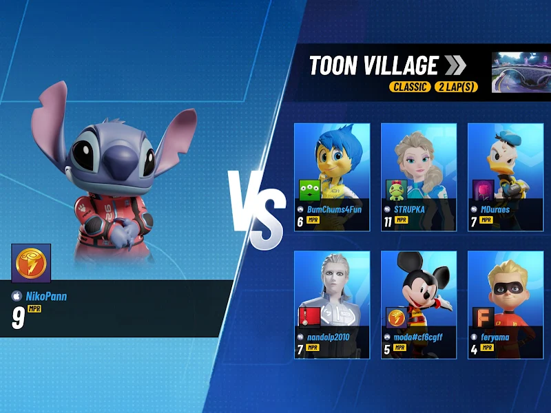 Disney Speedstorm oyun menüsü